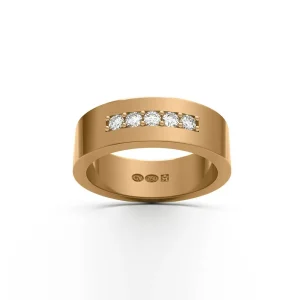 RING Rektangulär 6 mm i 18k med 5 diamanter